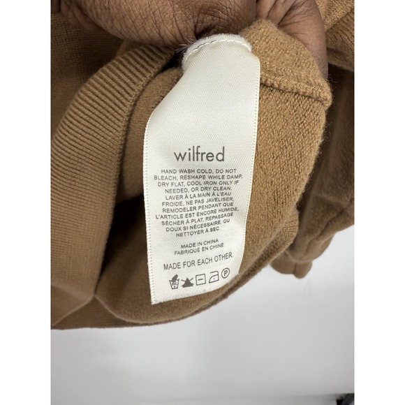 Wilfred Aritzia Clara Merino Wool Crop Waist Sweater Camel Size L Quiet Luxury - Picture 4 of 6